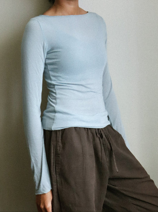 Boat Neck Tencel Long Sleeve
