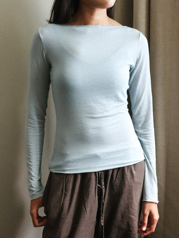 Boat Neck Tencel Long Sleeve