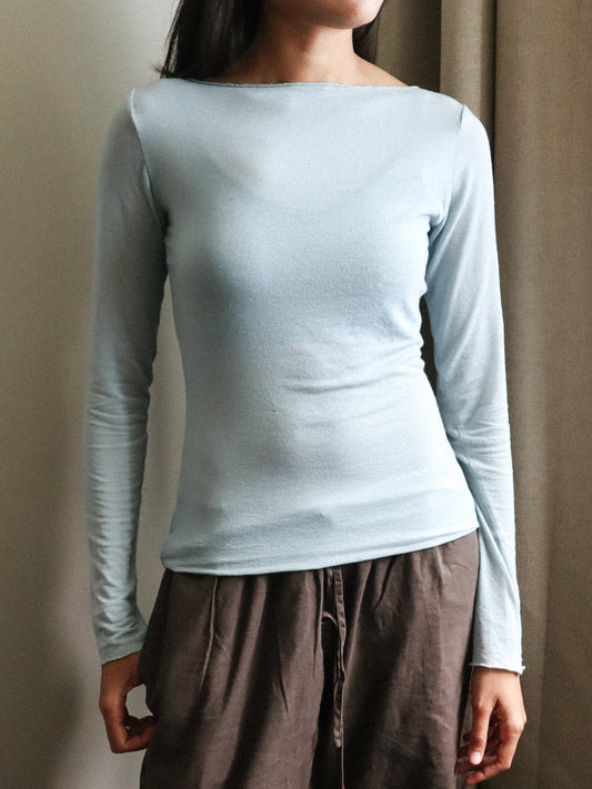 Boat Neck Tencel Long Sleeve
